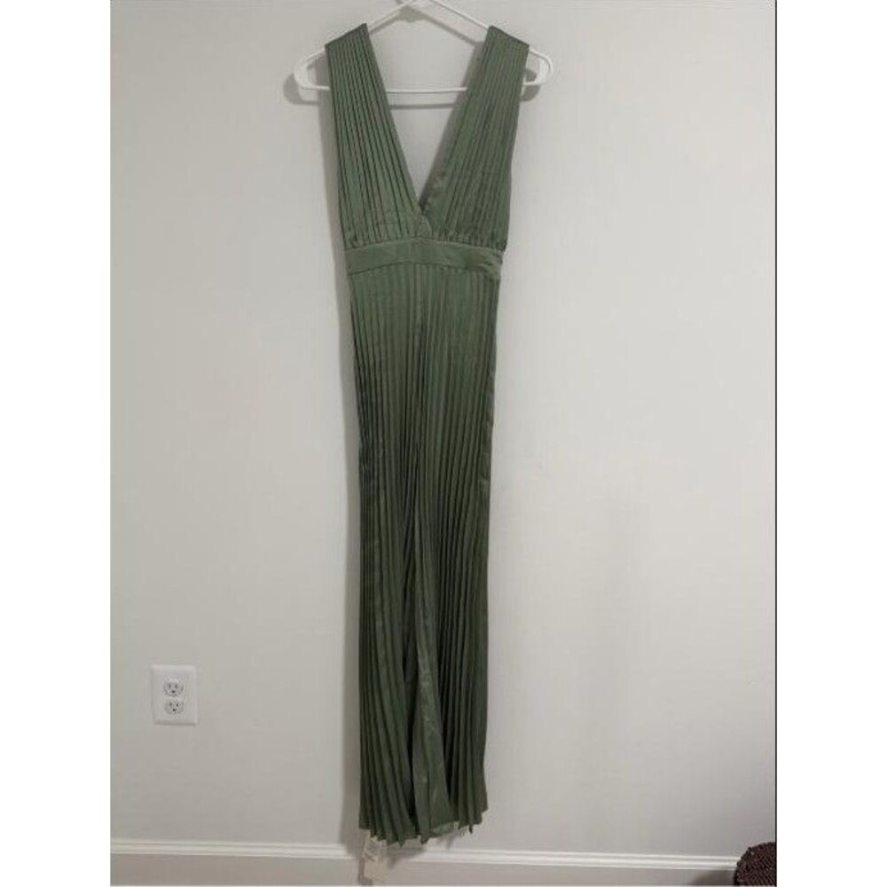 Abercrombie Giselle Pleated Satin Jumpsuit Women's Sage Green XXS Petite - Picture 9 of 11